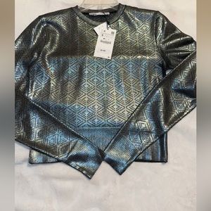 Zara silver metallic top